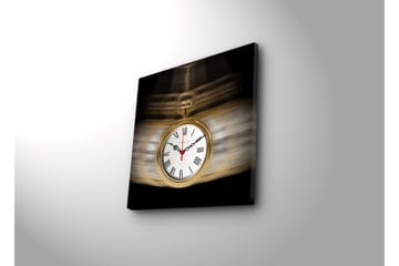 Dekorativ Canvasmålning med Klocka - Flerfärgad - Inredning - Väggdekor - Väggklocka & väggur