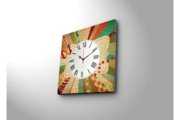 Dekorativ Canvasmålning med Klocka - Flerfärgad - Inredning - Väggdekor - Väggklocka & väggur