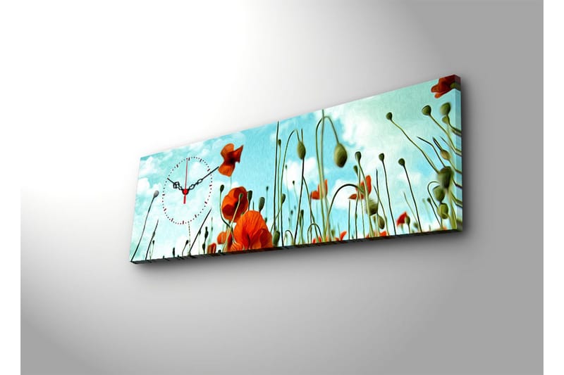 Dekorativ Canvasmålning med Klocka - Flerfärgad - Inredning - Väggdekor - Väggklocka & väggur