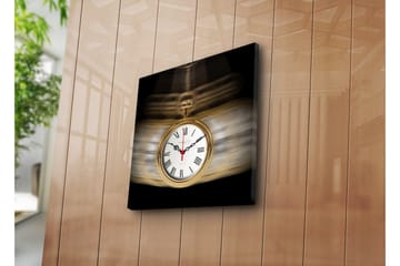 Dekorativ Canvasmålning med Klocka - Flerfärgad - Inredning - Väggdekor - Väggklocka & väggur