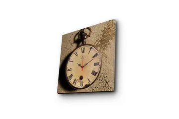 Dekorativ Canvasmålning med Klocka - Flerfärgad - Inredning - Väggdekor - Väggklocka & väggur