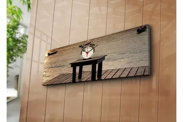 Dekorativ Canvasmålning med Klocka - Flerfärgad - Inredning - Väggdekor - Väggklocka & väggur