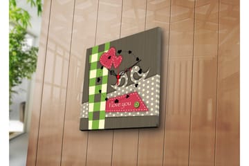 Dekorativ Canvasmålning med Klocka - Flerfärgad - Inredning - Väggdekor - Väggklocka & väggur