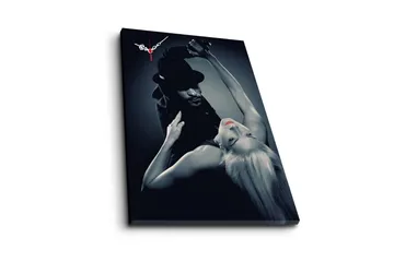 Dekorativ Canvasmålning med Klocka - Flerfärgad - Inredning - Väggdekor - Väggklocka & väggur