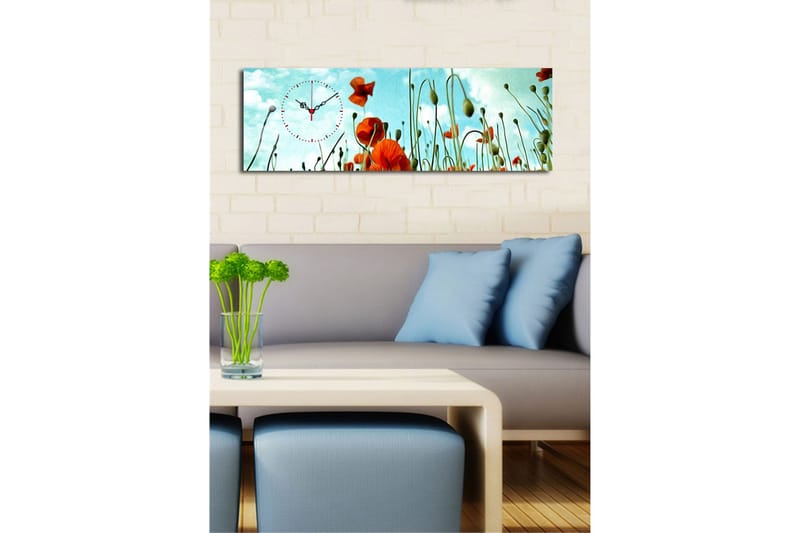 Dekorativ Canvasmålning med Klocka - Flerfärgad - Inredning - Väggdekor - Väggklocka & väggur