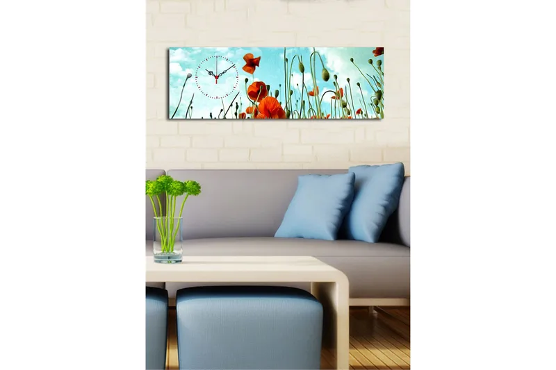 Dekorativ Canvasmålning med Klocka - Flerfärgad - Inredning - Väggdekor - Väggklocka & väggur