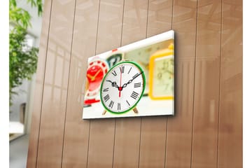 Dekorativ Canvasmålning med Klocka - Flerfärgad - Inredning - Väggdekor - Väggklocka & väggur