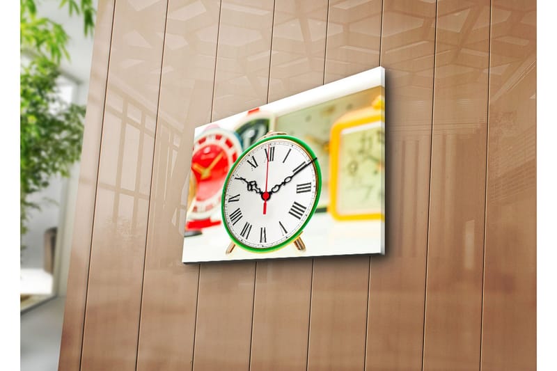 Dekorativ Canvasmålning med Klocka, Flerfärgad