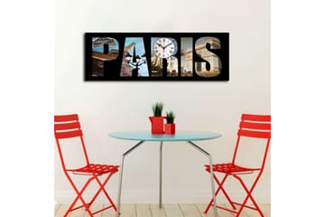 Dekorativ Canvasmålning med Klocka - Flerfärgad - Inredning - Väggdekor - Väggklocka & väggur