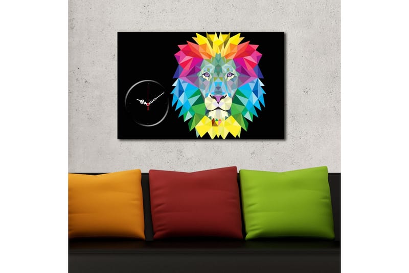 Dekorativ Canvasmålning med Klocka - Flerfärgad - Inredning - Väggdekor - Väggklocka & väggur