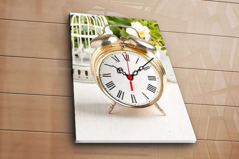 Dekorativ Canvasmålning med Klocka, Flerfärgad