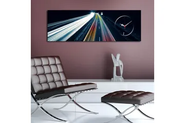 Dekorativ Canvasmålning med Klocka - Flerfärgad - Inredning - Väggdekor - Väggklocka & väggur