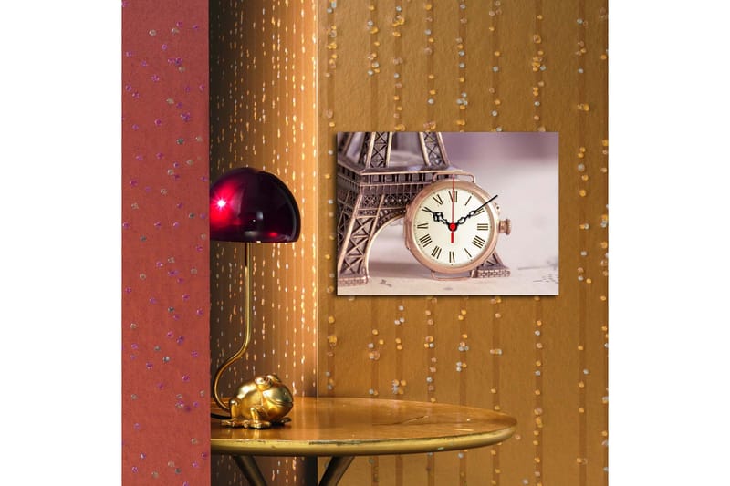 Dekorativ Canvasmålning med Klocka - Flerfärgad - Inredning - Väggdekor - Väggklocka & väggur