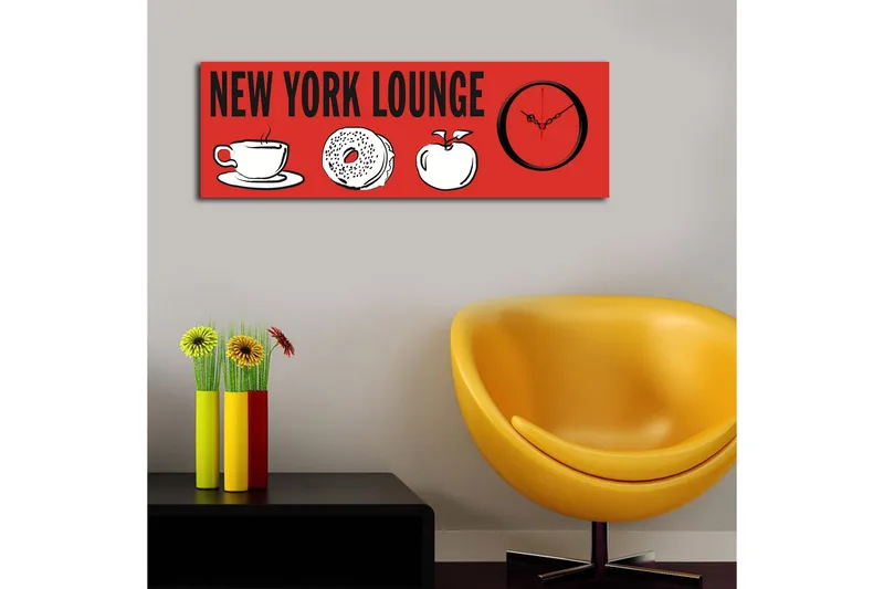 Dekorativ Canvasmålning med Klocka - Flerfärgad - Inredning - Väggdekor - Väggklocka & väggur