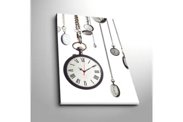 Dekorativ Canvasmålning med Klocka - Flerfärgad - Inredning - Väggdekor - Väggklocka & väggur
