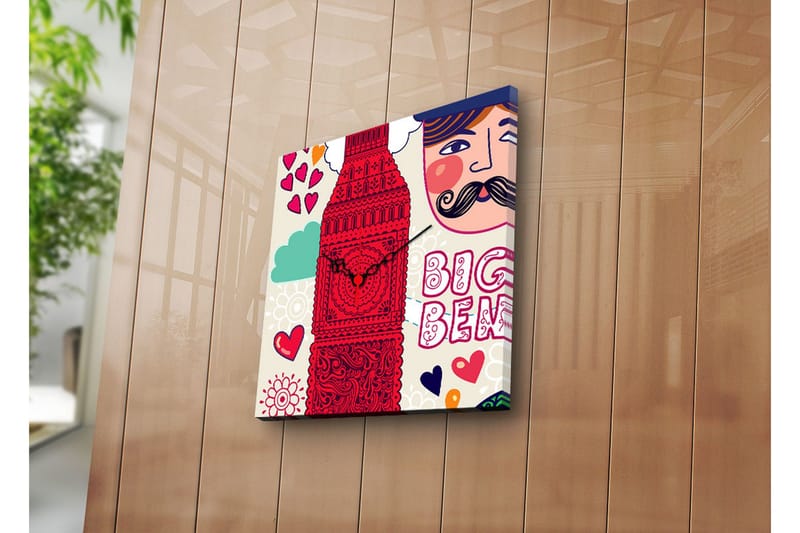 Dekorativ Canvasmålning med Klocka, Flerfärgad