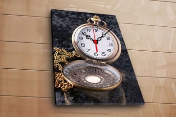 Dekorativ Canvasmålning med Klocka - Flerfärgad - Inredning - Väggdekor - Väggklocka & väggur