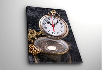 Dekorativ Canvasmålning med Klocka - Flerfärgad - Inredning - Väggdekor - Väggklocka & väggur