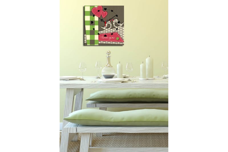 Dekorativ Canvasmålning med Klocka - Flerfärgad - Inredning - Väggdekor - Väggklocka & väggur