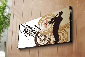 Dekorativ Canvasmålning med Klocka - Flerfärgad - Inredning - Väggdekor - Väggklocka & väggur