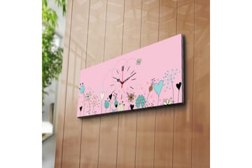 Dekorativ Canvasmålning med Klocka - Flerfärgad - Inredning - Väggdekor - Väggklocka & väggur