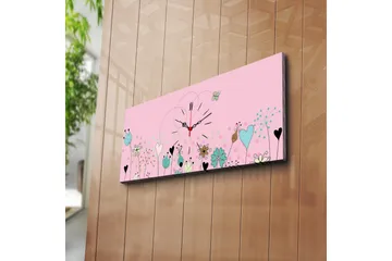 Dekorativ Canvasmålning med Klocka - Flerfärgad - Inredning - Väggdekor - Väggklocka & väggur