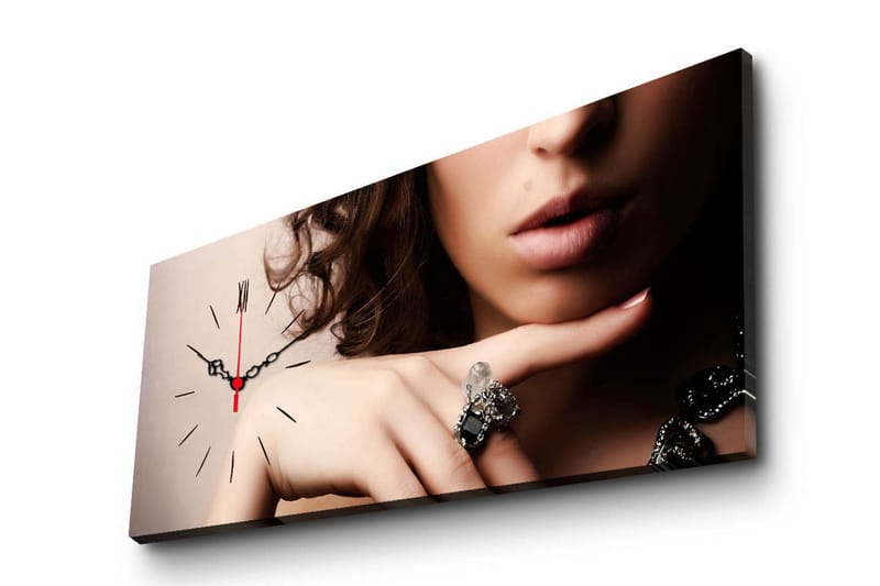 Dekorativ Canvasmålning med Klocka - Flerfärgad - Inredning - Väggdekor - Väggklocka & väggur