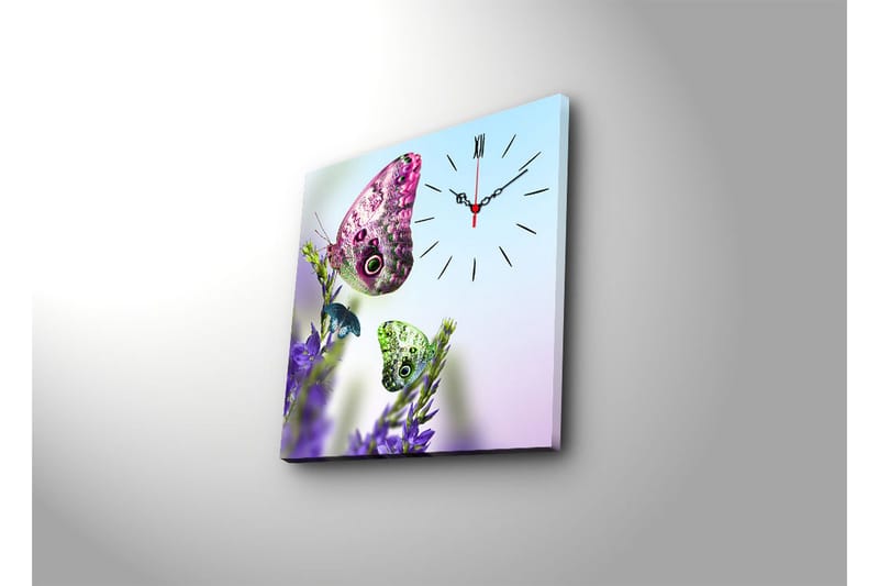 Dekorativ Canvasmålning med Klocka - Flerfärgad - Inredning - Väggdekor - Väggklocka & väggur
