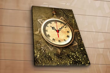 Dekorativ Canvasmålning med Klocka - Flerfärgad - Inredning - Väggdekor - Väggklocka & väggur