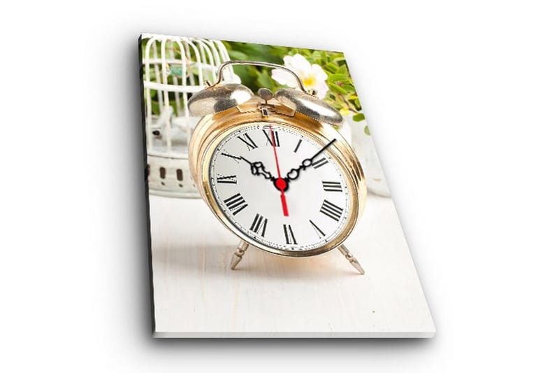 Dekorativ Canvasmålning med Klocka - Flerfärgad - Inredning - Väggdekor - Väggklocka & väggur