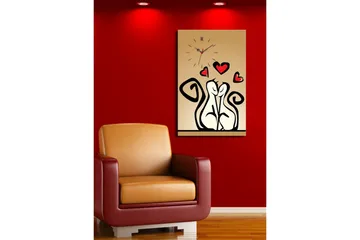 Dekorativ Canvasmålning med Klocka - Flerfärgad - Inredning - Väggdekor - Väggklocka & väggur