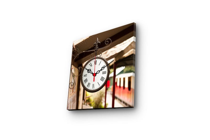 Dekorativ Canvasmålning med Klocka - Flerfärgad - Inredning - Väggdekor - Väggklocka & väggur
