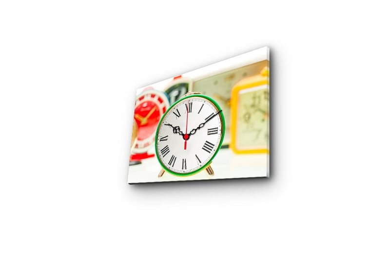 Dekorativ Canvasmålning med Klocka - Flerfärgad - Inredning - Väggdekor - Väggklocka & väggur