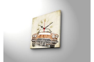 Dekorativ Canvasmålning med Klocka - Flerfärgad - Inredning - Väggdekor - Väggklocka & väggur