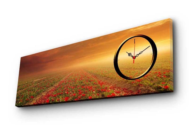 Dekorativ Canvasmålning med Klocka, Flerfärgad