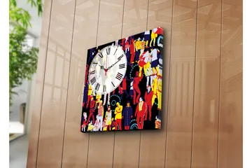 Dekorativ Canvasmålning med Klocka - Flerfärgad - Inredning - Väggdekor - Väggklocka & väggur