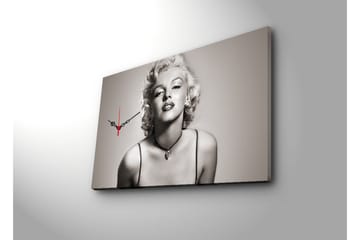 Dekorativ Canvasmålning med Klocka - Flerfärgad - Inredning - Väggdekor - Väggklocka & väggur