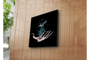 Dekorativ Canvasmålning med Klocka - Flerfärgad - Inredning - Väggdekor - Väggklocka & väggur