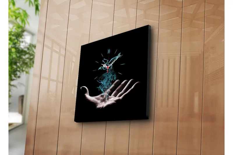 Dekorativ Canvasmålning med Klocka, Flerfärgad