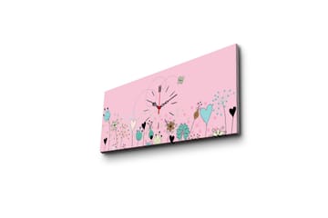 Dekorativ Canvasmålning med Klocka - Flerfärgad - Inredning - Väggdekor - Väggklocka & väggur