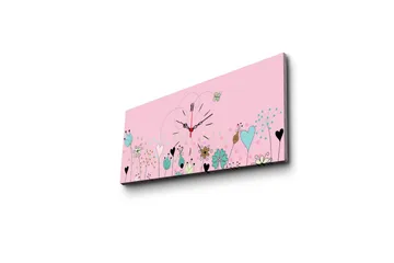 Dekorativ Canvasmålning med Klocka - Flerfärgad - Inredning - Väggdekor - Väggklocka & väggur