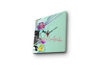 Dekorativ Canvasmålning med Klocka - Flerfärgad - Inredning - Väggdekor - Väggklocka & väggur