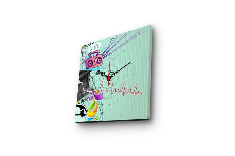 Dekorativ Canvasmålning med Klocka - Flerfärgad - Inredning - Väggdekor - Väggklocka & väggur