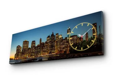 Dekorativ Canvasmålning med Klocka - Flerfärgad - Inredning - Väggdekor - Väggklocka & väggur