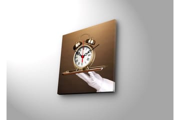 Dekorativ Canvasmålning med Klocka - Flerfärgad - Inredning - Väggdekor - Väggklocka & väggur