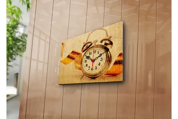 Dekorativ Canvasmålning med Klocka - Flerfärgad - Inredning - Väggdekor - Väggklocka & väggur