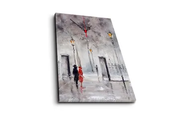 Dekorativ Canvasmålning med Klocka - Flerfärgad - Inredning - Väggdekor - Väggklocka & väggur