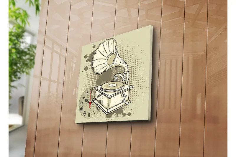 Dekorativ Canvasmålning med Klocka, Flerfärgad