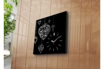 Dekorativ Canvasmålning med Klocka - Flerfärgad - Inredning - Väggdekor - Väggklocka & väggur