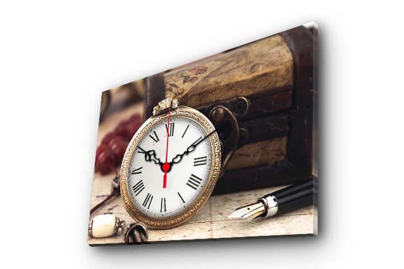 Dekorativ Canvasmålning med Klocka - Flerfärgad - Inredning - Väggdekor - Väggklocka & väggur